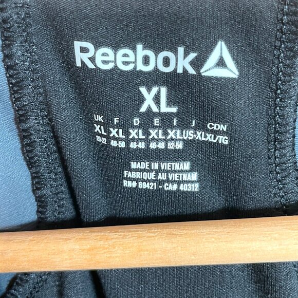 Reebok Long Sleeve Shirt XL Workout Yoga Running Black Gray V-neck - Picture 4 of 8